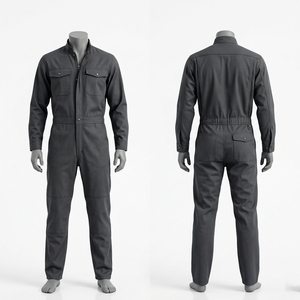 Combinaison de travail pour homme, 245 GSM, en sergé de polycoton, bleu marine, jaune, avec panneaux haute visibilité, bande réfléchissante, broderie personnalisée, impression - Product Image 6