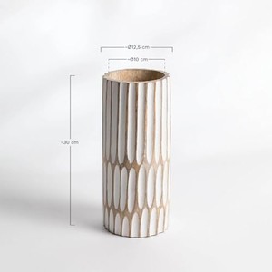 Handcrafted Mango Wood <b>Rustic</b> Flower Pot Wholesale | Natural Whitewashed Vase - Product Image 3