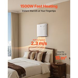 Calentador Eléctrico Inteligente de Pared de 1500W, Diseño Portátil con Protección Antivuelco, 3 Modos y Ajuste con Perilla - Product Image 2