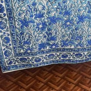 Ridhi Blue Floral Block Print Cotton Modern Eco-Friendly Washable <b>Table</b> <b>Runner</b> <b>Dining</b> <b>Table</b> Decor Thanksgiving Christmas Holiday - Product Image 6