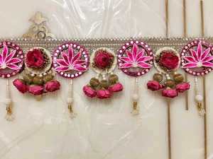 Decoración Textil Bordada con Cuentas, Estilo Bohemio, con Diseño Floral de Peonías Rosas, para Colgar en la Pared o Puerta, Ideal para el Hogar y la Entrada en Diwali - Product Image 4