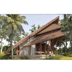 บูติกโฮเทลหลังคาฟาง วิว 180 องศา รีสอร์ทบังกะโลแบบรักษ์โลก Airbnb แกลมปิ้ง 40 HC เรือนกระจก N2 บ้านสำเร็จรูปไม้ไผ่ - Product Image 6