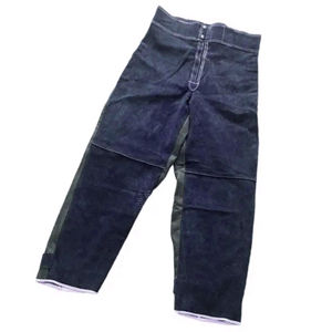 Pantalon de soudeur en cuir de vachette de qualité supérieure, résistant, pour la protection des jambes, vêtements de travail pour la construction et la soudure - Product Image 5