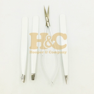 Nuevo Set de Pinzas y Tijeras para Cejas Blancas de Acero Inoxidable, 3 Pinzas y 1 Tijera, Oferta con Logo - Product Image 3