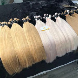 Extensiones de Cabello Remy Hechas en Vietnam, Doble Trama, Virgen, Sedoso, Liso, Ondulado, Rubio, Alta Calidad, 100% de un Solo Donante, Decoloración - Product Image 1