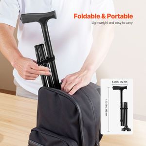 Bastone da Passeggio Pieghevole a 8 Livelli di Altezza Regolabile per Uomini e Donne, Leggero e Portatile con Base Girevole a 4 Punte - Product Image 3