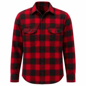 Men's Plus Size Woven Flannel Shirt Regular Fit Casual Full Sleeve <b>Button</b> Collar 100% Cotton Heat-Transfer Printed Winter - Product Image 1