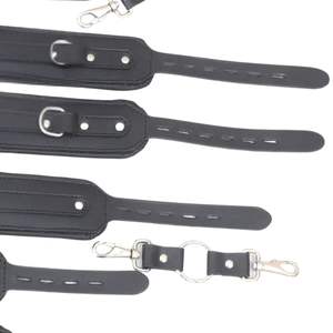 Juego de esposas de cuero genuino con correas para muñecas, tobillos y cuello para juegos de bondage BDSM - Product Image 6