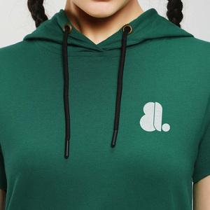<b>Women's</b> Green Short Sleeve Crop <b>Top</b> Logo Quick Dry Regular Fit 100% Organic Cotton Eco-Friendly Breathable Spring Summer Wear - Product Image 4
