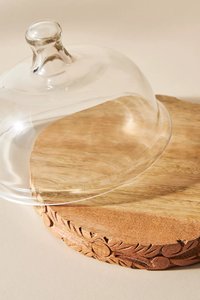 Support à gâteau rustique en bois de style ferme avec plateau sur pied et motifs sculptés à la main pour cupcakes, pâtisseries, fromages, idéal pour les mariages et les fêtes - Product Image 3