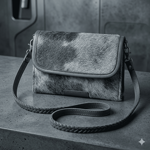 Bolso Bandolera de Cuero Genuino con Detalles en Pelo de Vaca, Origen Argentino, Cierre de Botón Seguro, Correa Trenzada Premium, Estilo Vintage para Dama - Product Image 5