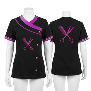 Chaqueta de Barbero para Mujer, Premium, 180 GSM, Poliéster Brillante, Color Bronce, Logotipo Bordado Personalizado, Uniforme de Salón - Product Image 3