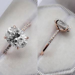 Anillo de compromiso de moissanita en oro de 14K con halo oculto, solitario, alternativa al diamante cultivado en laboratorio, anillo nupcial, regalo para ella - Product Image 1