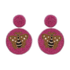 Pendientes de Flores con Cuentas Rosas y Incrustaciones de Diamantes de Imitación, Chapados en Oro, Estilo Bohemia, Joyería de Fiesta para Mujer - Product Image 5