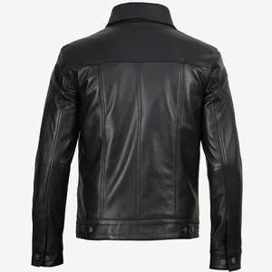Chaqueta RTS de venta caliente con logotipo personalizado, negra, con botones, para hombre, estilo vintage, de cuero, de alta calidad, para invierno. - Product Image 2
