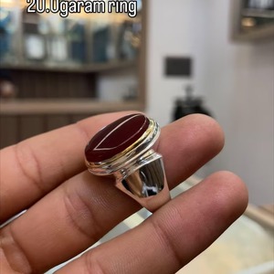 แหวนหินอาคีกสีแดงหายาก แหวนทำมือจากโลหะผสม แหวนหินอาคีกจากเยเมน |   แหวนตำนานเครื่องประดับวินเทจแบบดั้งเดิม - Product Image 1