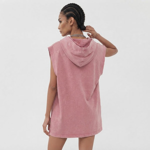 Top sin mangas con capucha de punto vintage para mujer, ajuste holgado informal, cuello lavado, transpirable, de secado rápido, ropa deportiva 100% poliéster - Product Image 2