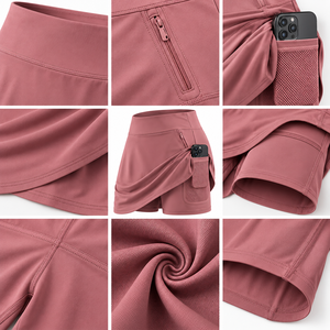 Jupe de tennis pour femme avec short intégré, taille haute, extensible, avec poche pour téléphone, séchage rapide, vêtements de sport personnalisés OEM - Product Image 3