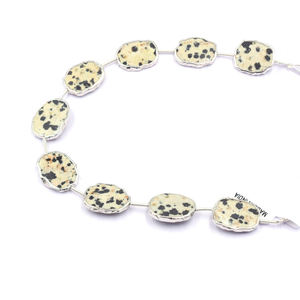 Venta al por Mayor de Cuentas de Jaspe Dálmata de Forma Irregular, 16–18 mm, Perforadas Rectas, Plateadas, Joyería de Piedras Preciosas Naturales - Product Image 3