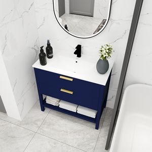 Vanità da bagno indipendente da 36 pollici con 2 cassetti in compensato 36x18 elegante e pratico Set di vanità - Product Image 2