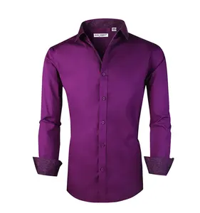 Camisa de Vestir de Franela Teñida con Hilo y Logotipo Personalizado para Hombre, 100% Algodón, con Mangas Largas, Cuello Marinero, Secado Rápido y Ecológica - Product Image 6