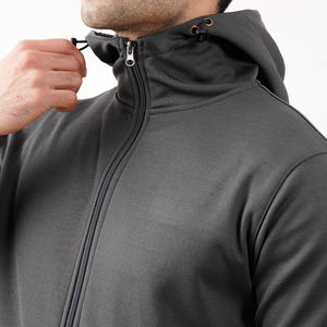 Conjunto Deportivo Informal para Hombre, Color Gris, con Capucha y Cremallera Completa, Pantalones Deportivos de Color Sólido con Bolsillos Laterales, Transpirable, de Poliéster, para Otoño - Product Image 6