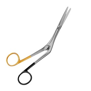 Forbici Nasali Angolate Supercut Plus <span class=keywords><strong>TC</strong></span> Knight in Acciaio Inossidabile, Strumento per Rinoplastica e Chirurgia Plastica, Manico Oro e Nero, OEM - Product Image 4