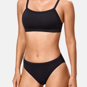 Whole Sale Cross Hanging High Waist Bikini Push Anti-Bacterial Micro Bra Solid Front Sexy Women Bandage Two Piece <b>Thong</b> Swimsuit - Product Image 2
