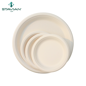 Assiettes jetables STAVIAN de haute qualité, écologiques, biodégradables à 100 %, blanches et brunes, à base de plantes, 10 pouces, quantité personnalisable - Product Image 4