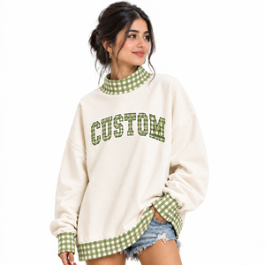Sudadera Oversize de Cuello Alto para Mujer, Ligera, de Algodón Afelpado, Hombros Caídos, Manga Larga, Estilo Casual, Fabricante - Product Image 1