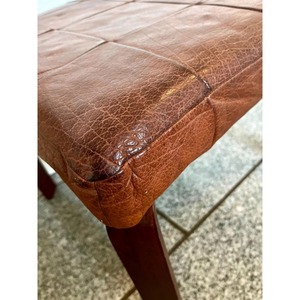 Most Selling Square Brown <b>Leather</b> <b>Pouf</b> With Wooden Legs Modern Living Room Decor - Product Image 6