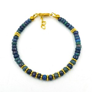 HAYAAT GEMS Natural Multi <b>Fire</b> Black Opal Cabochon Bracelet Gold Accent Beads Ethiopian Opal Jewelry-Luxury Anniversary - Product Image 3