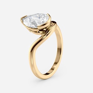 แหวนเพชรรูปลูกแพร์2.00 CT _ 14K ก้านเกลียวสีทอง - Product Image 4