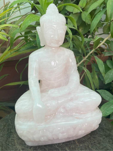 Estatua Grande de Buda de Cuarzo Rosa Tallada a Mano, Escultura de Cristal para Meditación, Fabricante OEM ODM - Product Image 3