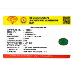 พลอยมรกตทรงเหลี่ยมธรรมชาติ น้ำหนัก 2.43 กะรัต สีเขียว สำหรับเครื่องประดับชั้นดี - Product Image 4