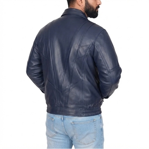 Blouson de motard vintage en cuir pour homme, chaud, imperméable et respirant, teint uni, style urbain, vente en gros OEM - Product Image 1