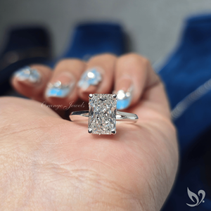 Bague de luxe en or massif 10K avec diamant solitaire de 3 carats, taille Radiant audacieuse, à tige fendue, certifié IGI, cultivé en laboratoire, pour mariage et anniversaire - Product Image 4