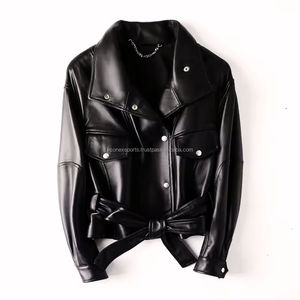 Vente en gros Veste en cuir véritable de qualité supérieure pour femmes Nouveau style matelassé Haute couture Vêtements d'hiver Broderie Rivet Respirant - Product Image 4