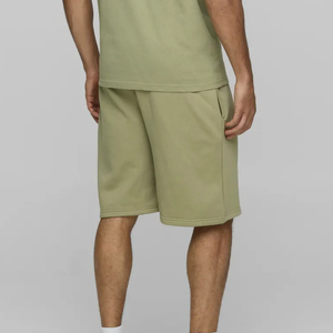 Shorts Bermuda en coton uni pour homme avec cordon de serrage à la taille et poches avant, logo personnalisé imprimé, style décontracté - Product Image 2