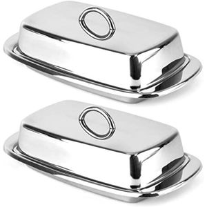 Beurrier en acier inoxydable de qualité supérieure avec couvercle et poignée à anneau facile à saisir |   Pot à beurre grande capacité pour comptoir de cuisine - Product Image 1