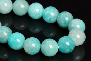 ลูกปัดอะเมโซไนต์สีเขียวแท้จากรัสเซีย พลอยธรรมชาติทรงกลม ร้อยเป็นเส้นครึ่งเส้น ขนาด 7.5 นิ้ว จำนวนมาก - Product Image 4