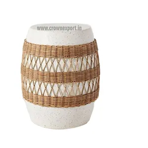 Elegant Design Iron & Rattan Wrapped Side Table Garden Stool Stylish Side Table/Coffee Tble At Besable Availat Market Price