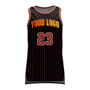 Custom Basketball Jersey Men's Sleeveless Sublimated Print Striped Black Red Custom Number Breathable Polyester Tank <b>Top</b> - Product Image 4
