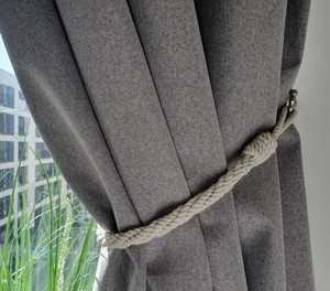 White Cotton Rope <b>Curtain</b> Tieback – Minimalist Braided Holder – Modern Farmhouse Decor - Product Image 2