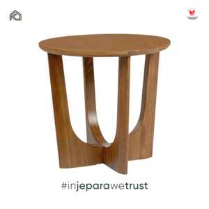 Table d'appoint ronde en teck massif moderne, table d'appoint sculpturale en bois pour salon, hôtel, villa, meubles - Product Image 3