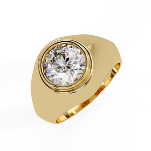 Custom Bezel Set Round Lab Grown Diamond IGI Certified Engagement <b>Ring</b> 925 Sterling Sliver Solitaire Statement <b>Ring</b> for Unisex - Product Image 3