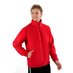 Men Stand Collar <b>Fleece</b> Jacket Blue <b>Zipper</b> Casual Outdoor Wear Autumn Breathable Polyester Jacket - Product Image 1