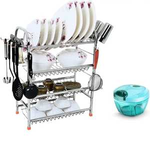 3 Tier Stainless Steel Dish Drying <b>Rack</b> with Cutlery Holder and Glass Stand Large Capacity <b>Kitchen</b> Countertop <b>Storage</b> Organizer - Product Image 1