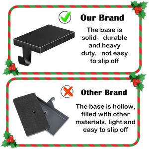 2 supports de chaussettes de Noël robustes avec crochets de suspension, bases de support pour chaussettes de cheminée - Product Image 2
