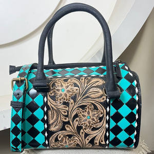 Sac à main Speedy à carreaux moyen de taille moyenne pour femme, en cuir repoussé à la main, sac de voyage, sac bandoulière, sac fourre-tout - Product Image 4